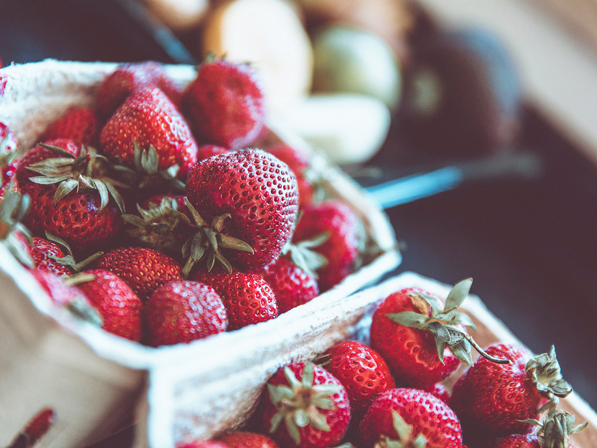 Strawberries at a farmer's market